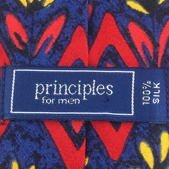 PRINCIPLES FOR MEN  BLUE RED YELLOW ALL SILK NECKTIE - Picture 5 of 12